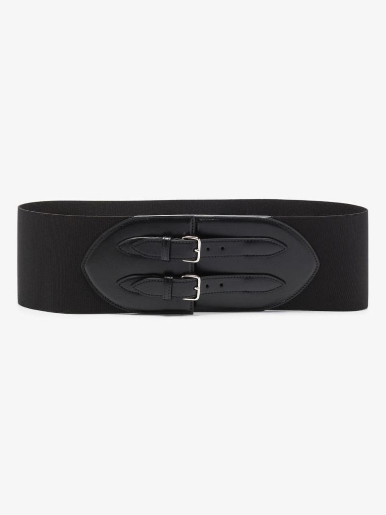 Black Buckled Leather Corset Belt