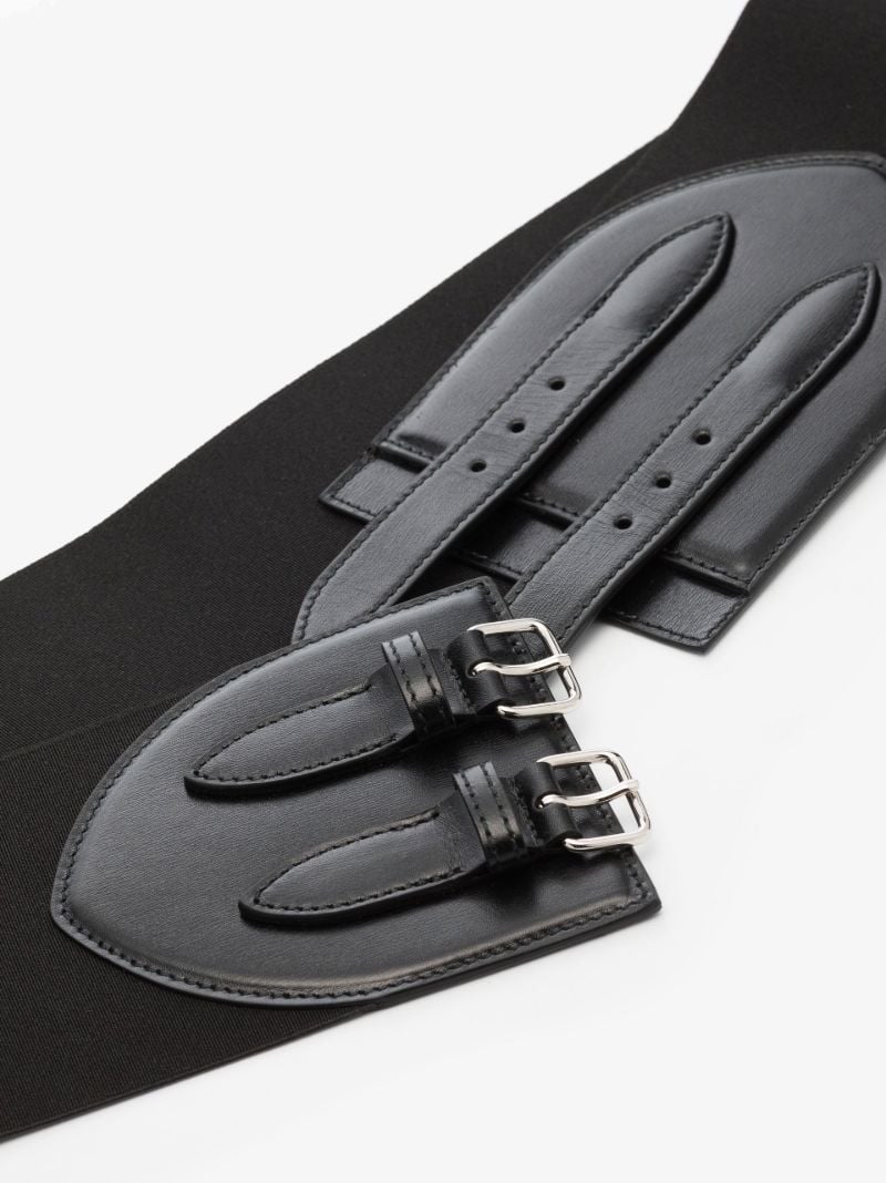 Black Buckled Leather Corset Belt