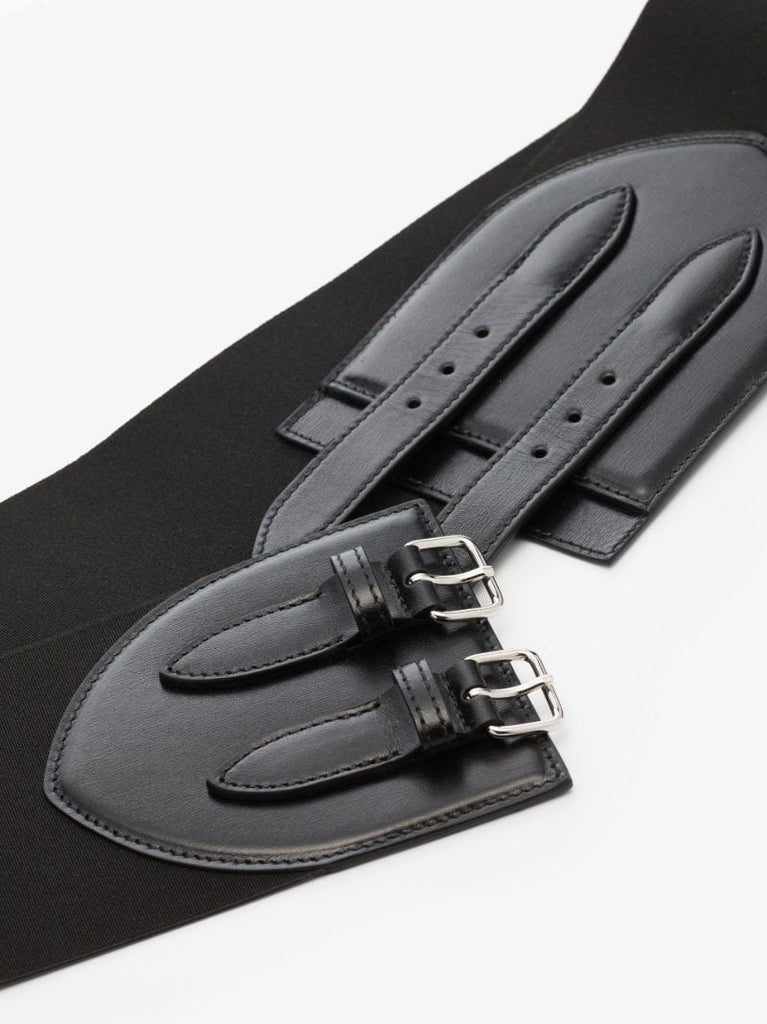 Black Buckled Leather Corset Belt