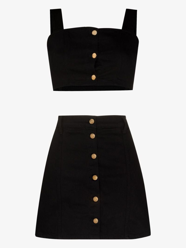 Chrissy Denim Top and Skirt Set
