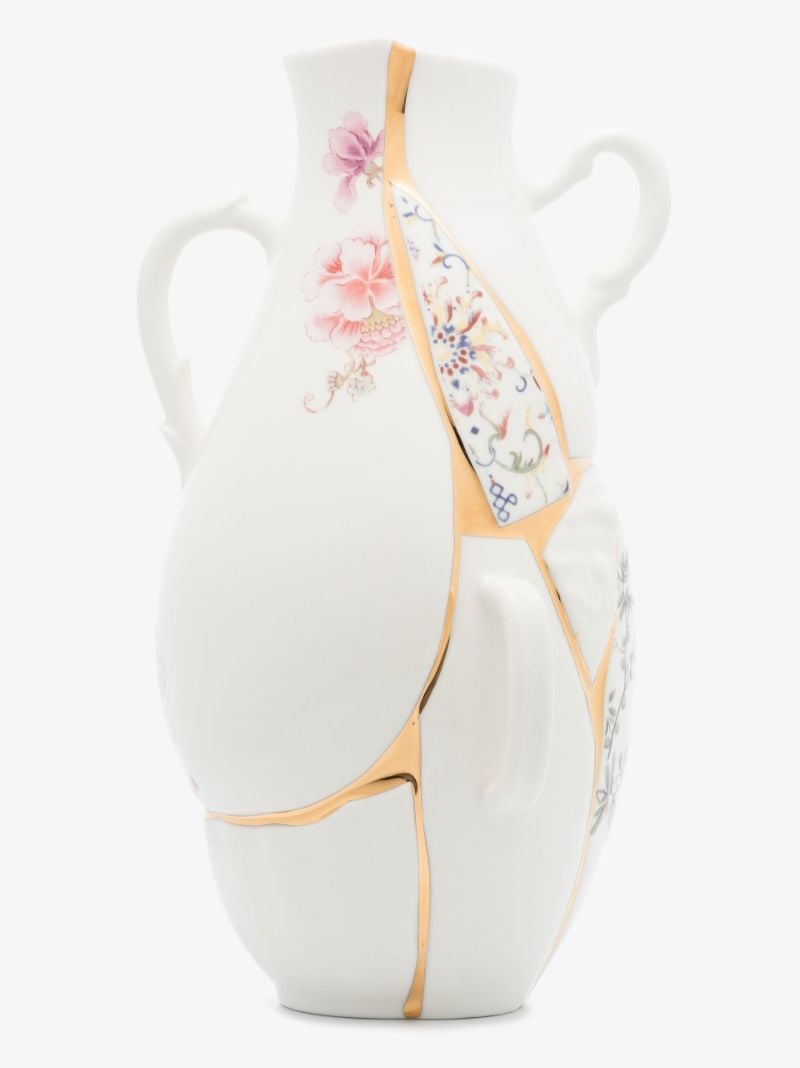 White Kinstugi Porcelain Vase