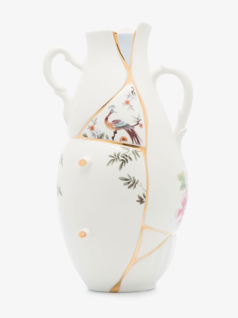 White Kinstugi Porcelain Vase