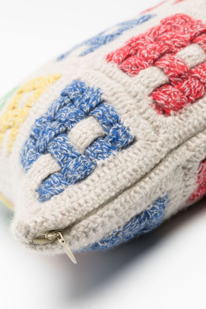 Neutral Basket Crochet Cashmere Pillow