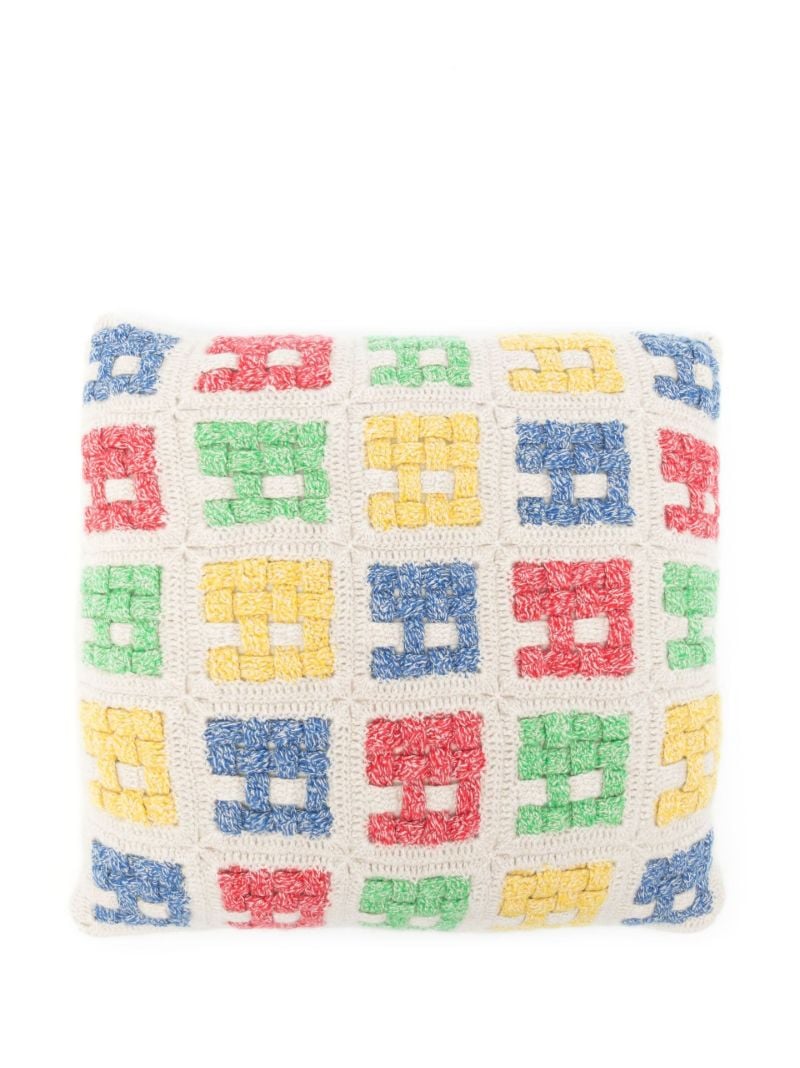 Neutral Basket Crochet Cashmere Pillow