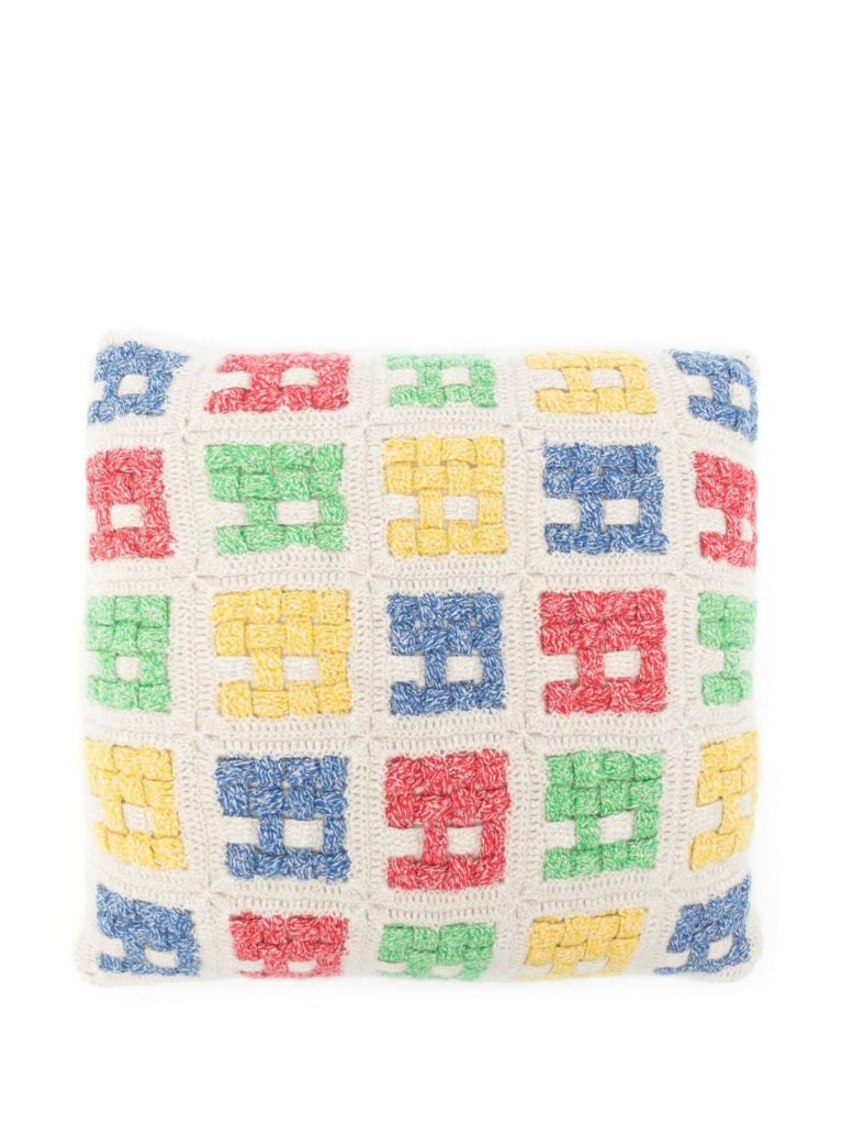 Neutral Basket Crochet Cashmere Pillow