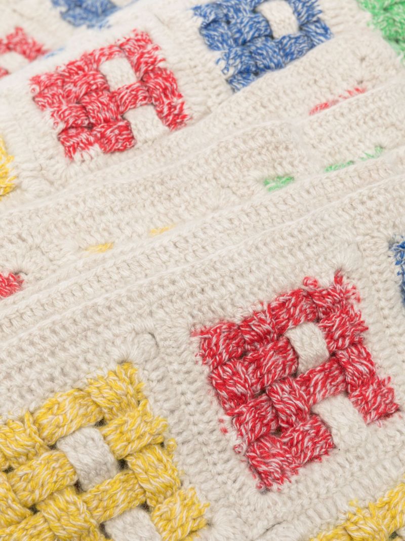 Neutral Basket Crochet Cashmere Blanket