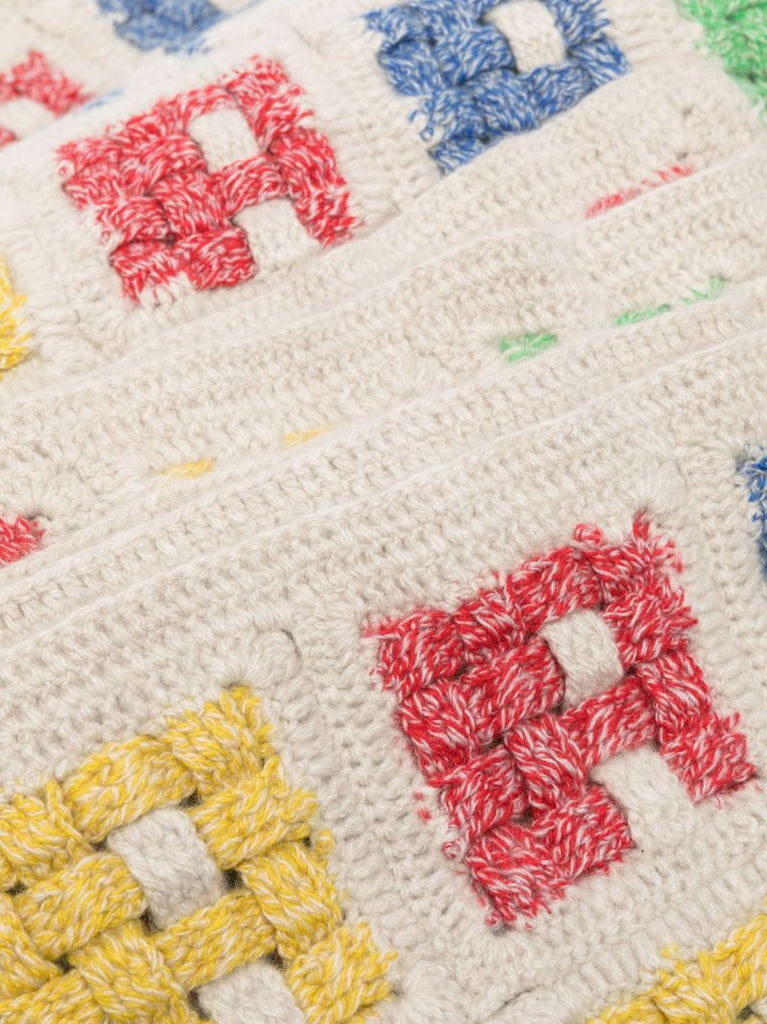 Neutral Basket Crochet Cashmere Blanket
