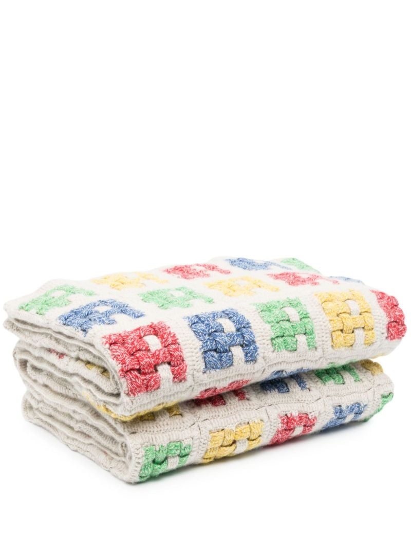 Neutral Basket Crochet Cashmere Blanket