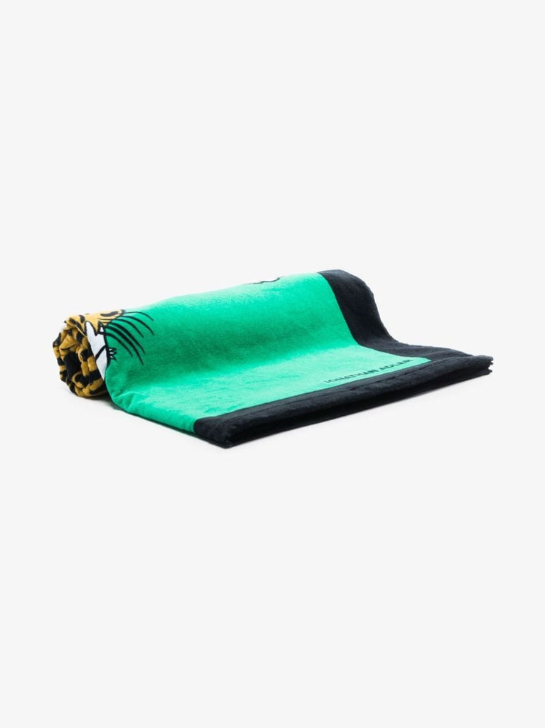Green Tiger Print Cotton Beach Towel
