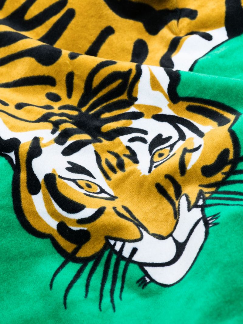 Green Tiger Print Cotton Beach Towel