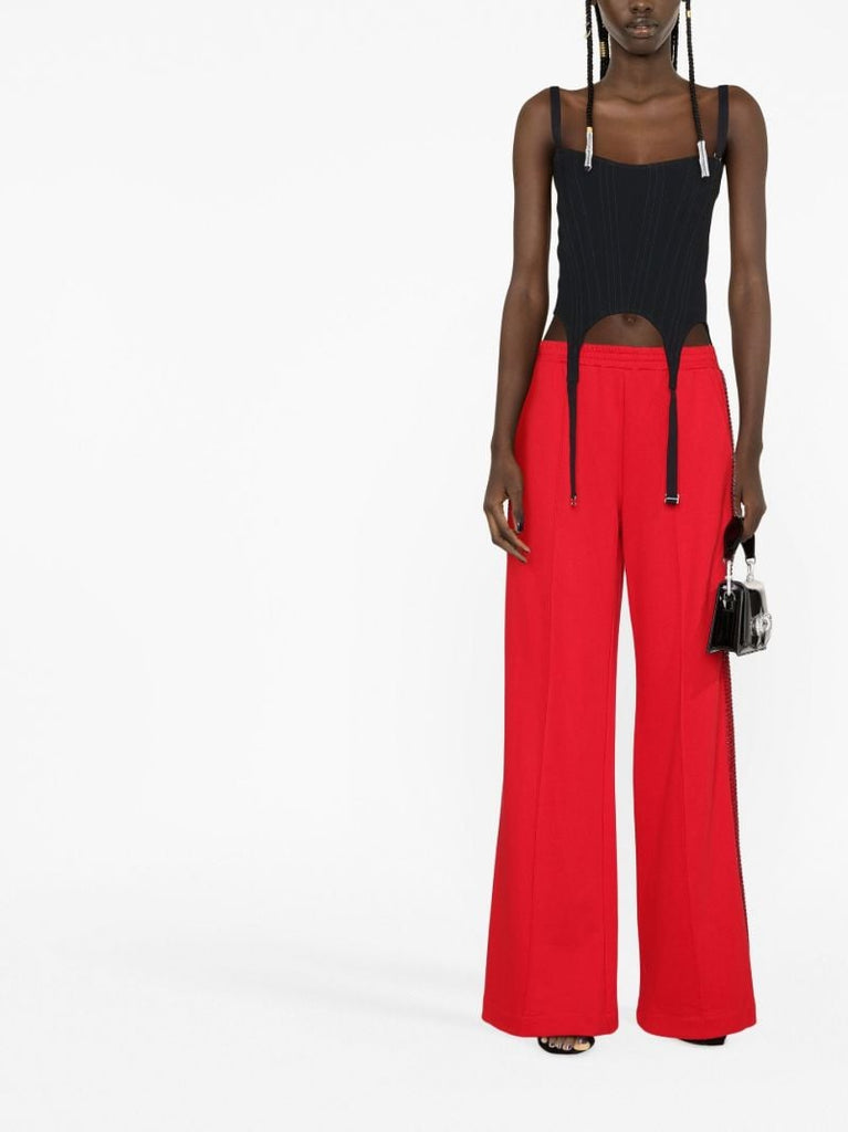 Red Crystal Cotton Track Pants