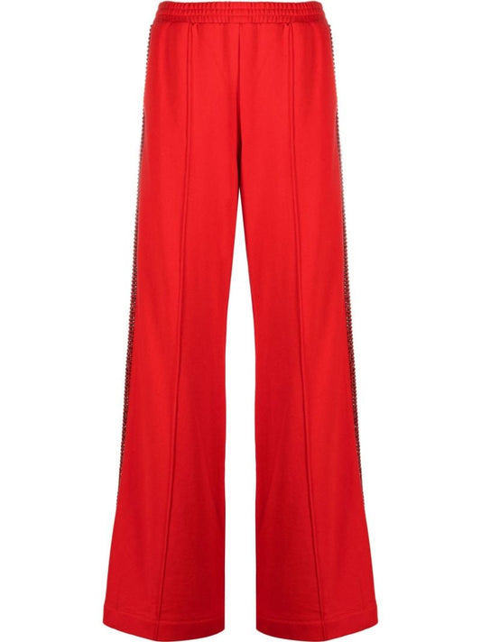 Red Crystal Cotton Track Pants