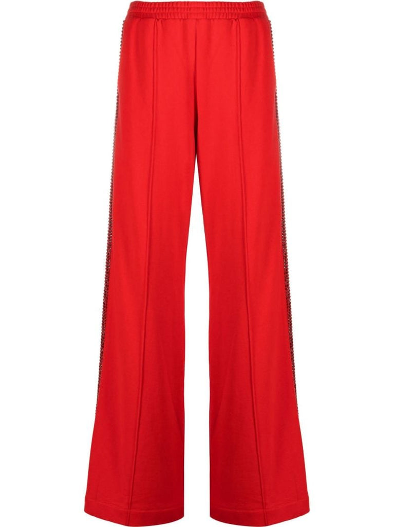 Red Crystal Cotton Track Pants