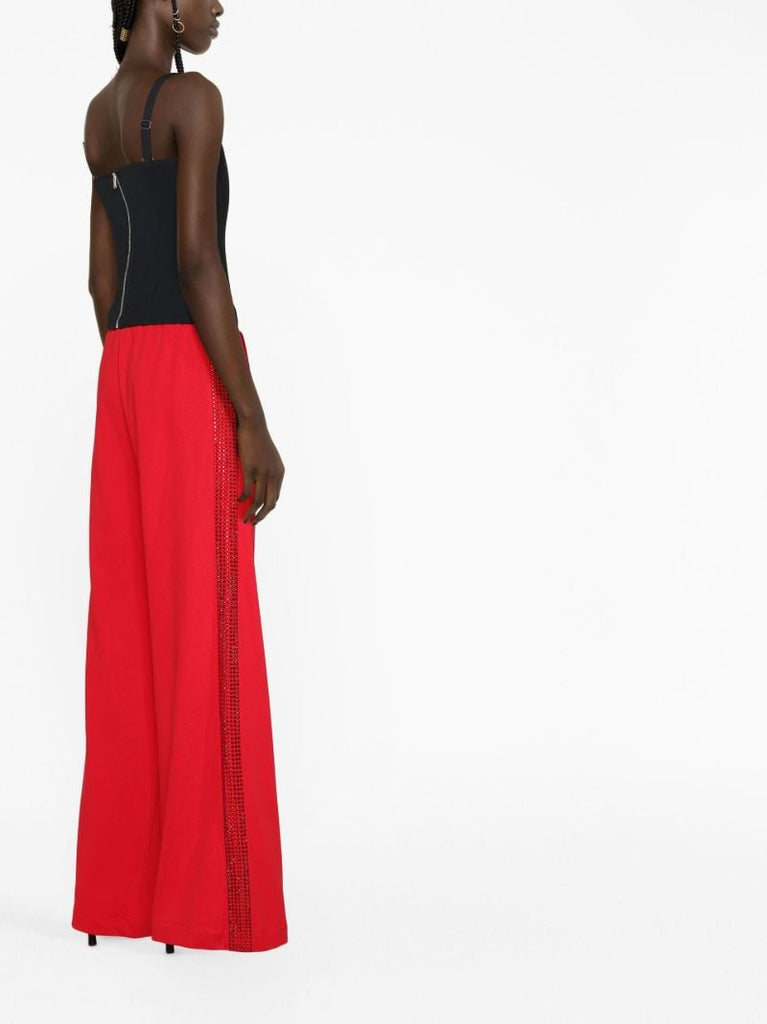 Red Crystal Cotton Track Pants