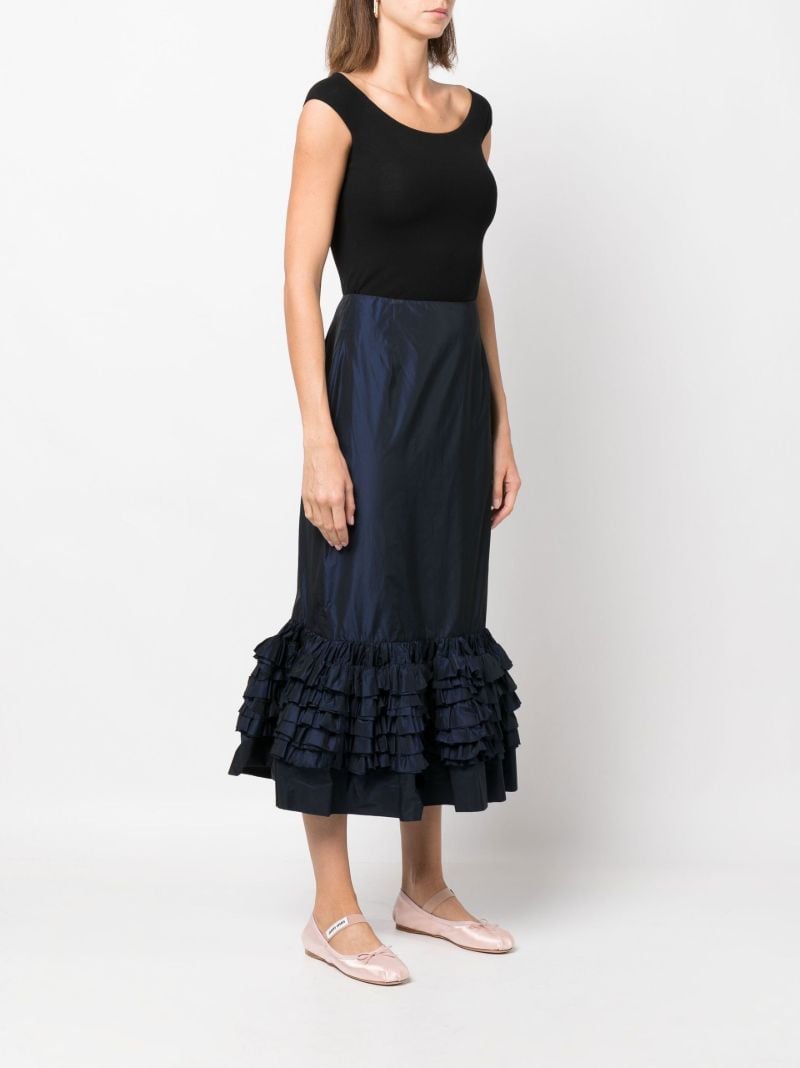 Blue Elise Ruffled Midi Skirt