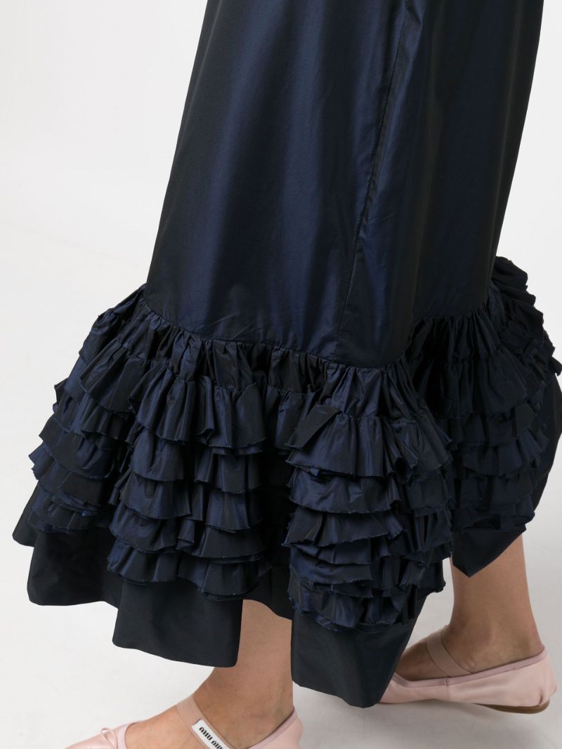Blue Elise Ruffled Midi Skirt