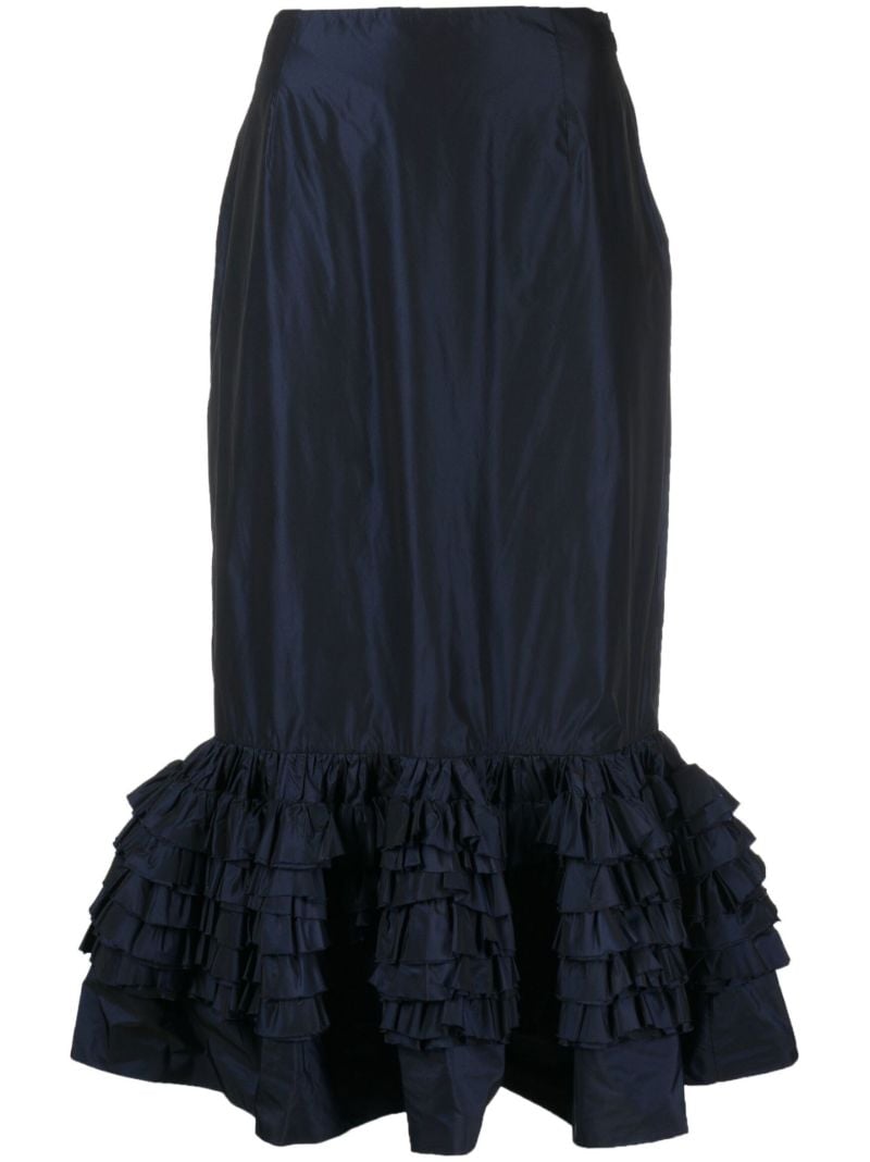 Blue Elise Ruffled Midi Skirt