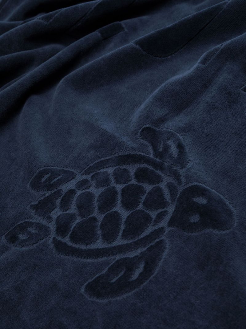 Blue Jacquard Logo Cotton Beach Towel