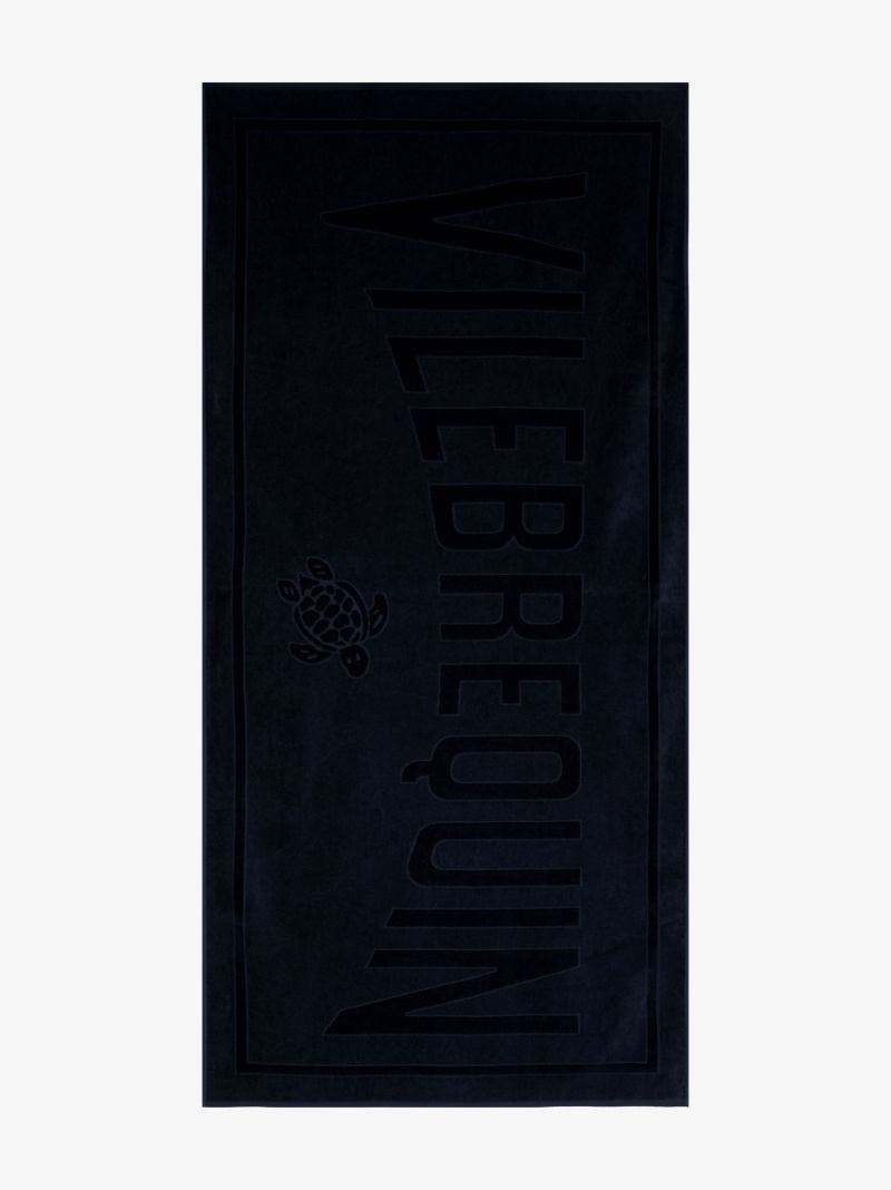 Blue Jacquard Logo Cotton Beach Towel