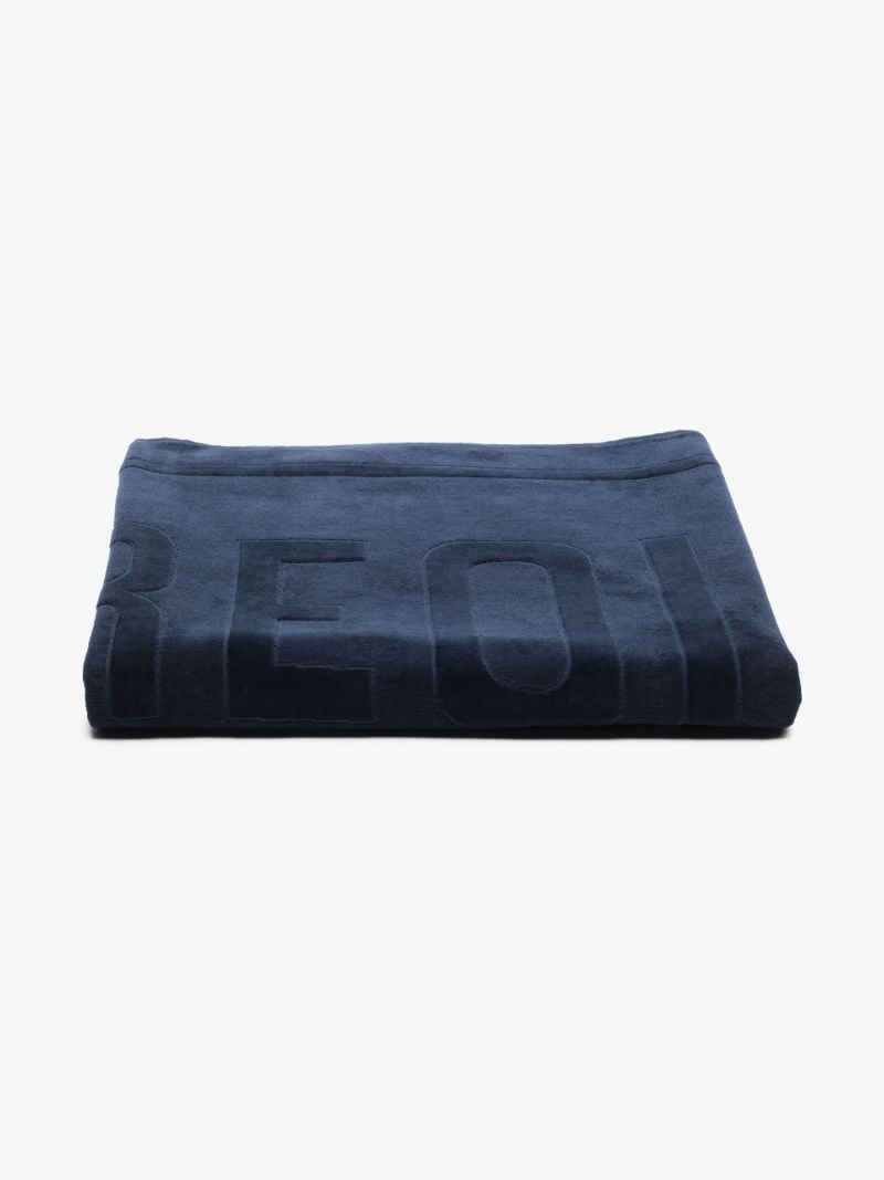 Blue Jacquard Logo Cotton Beach Towel