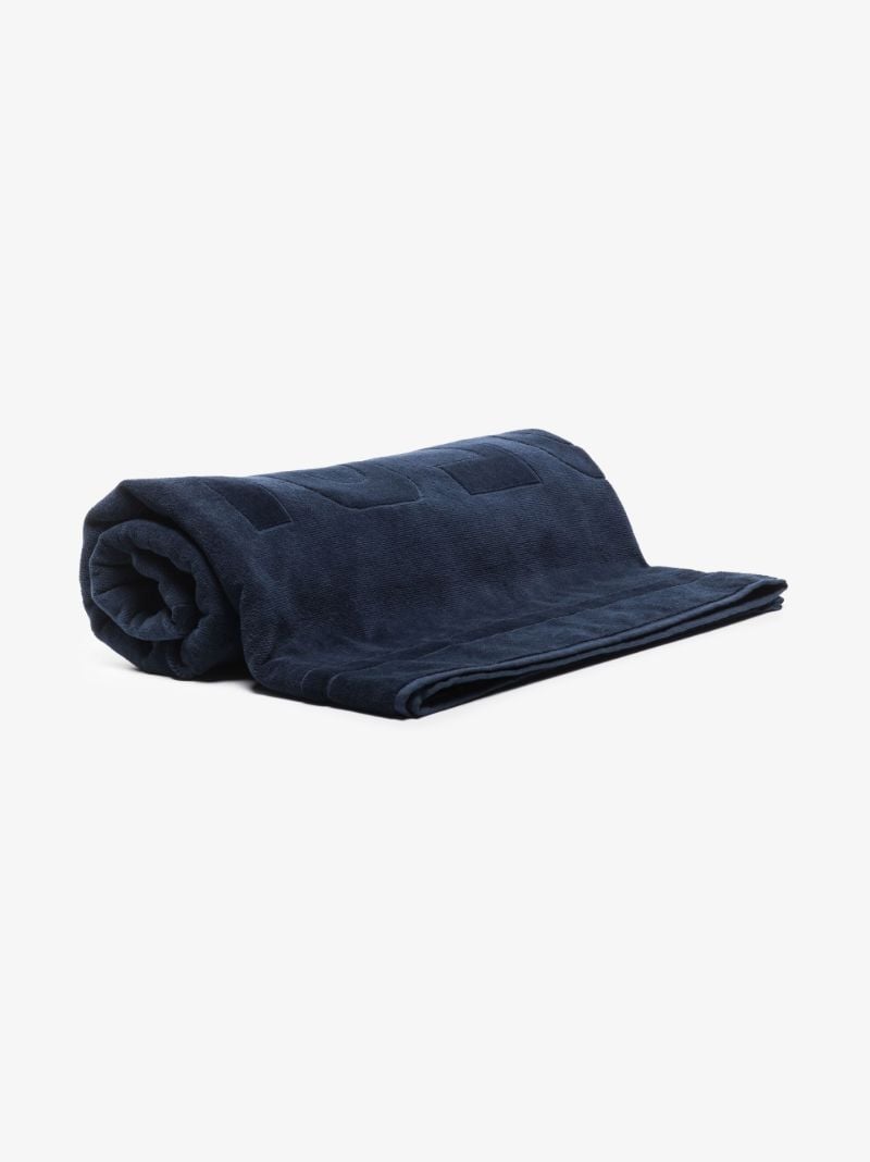 Blue Jacquard Logo Cotton Beach Towel