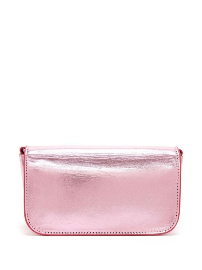 Pink Chain Anchor Leather Shoulder Bag