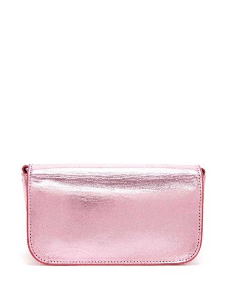 Pink Chain Anchor Leather Shoulder Bag