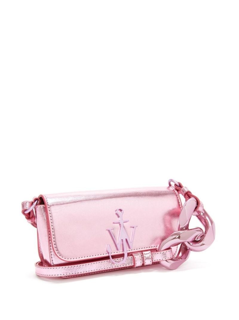 Pink Chain Anchor Leather Shoulder Bag