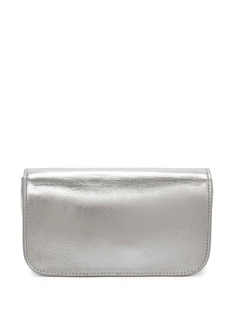 Silver Chain Anchor Leather Shoulder Bag