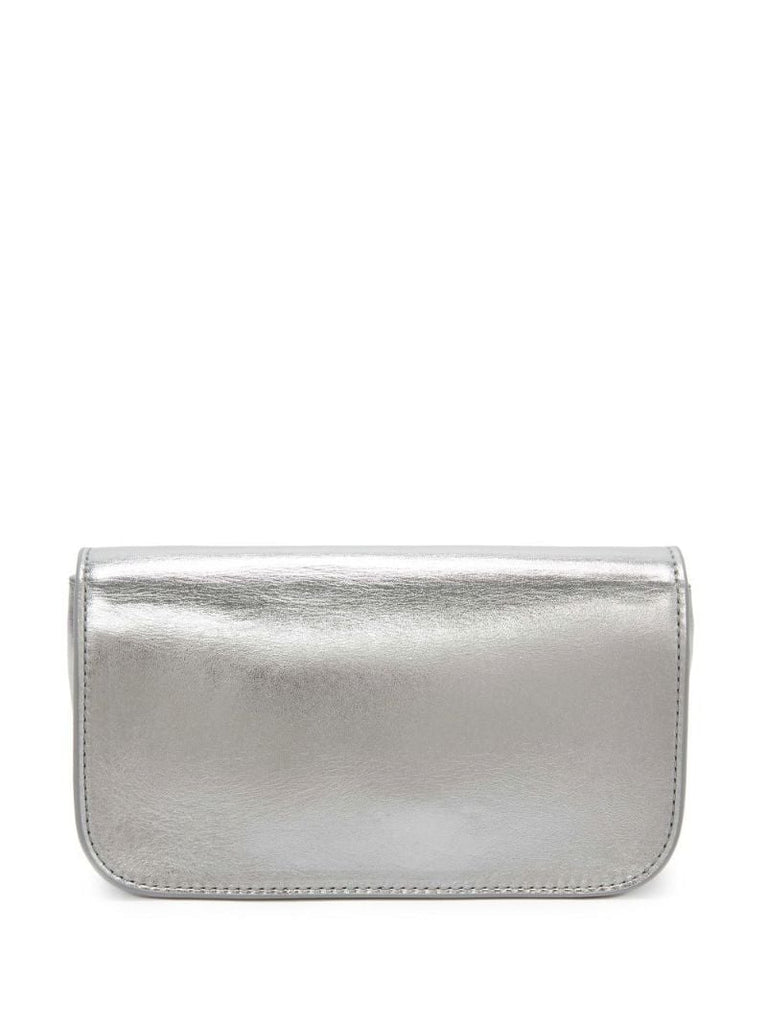 Silver Chain Anchor Leather Shoulder Bag
