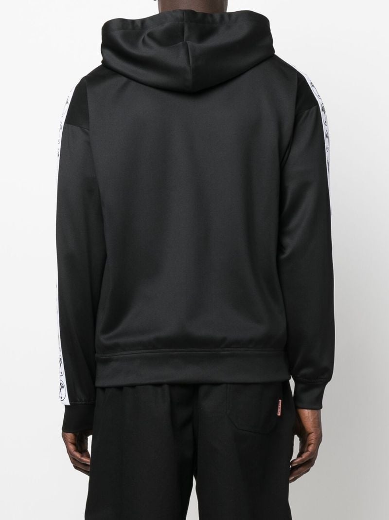 Black Logo Tape Zip Front Hoodie