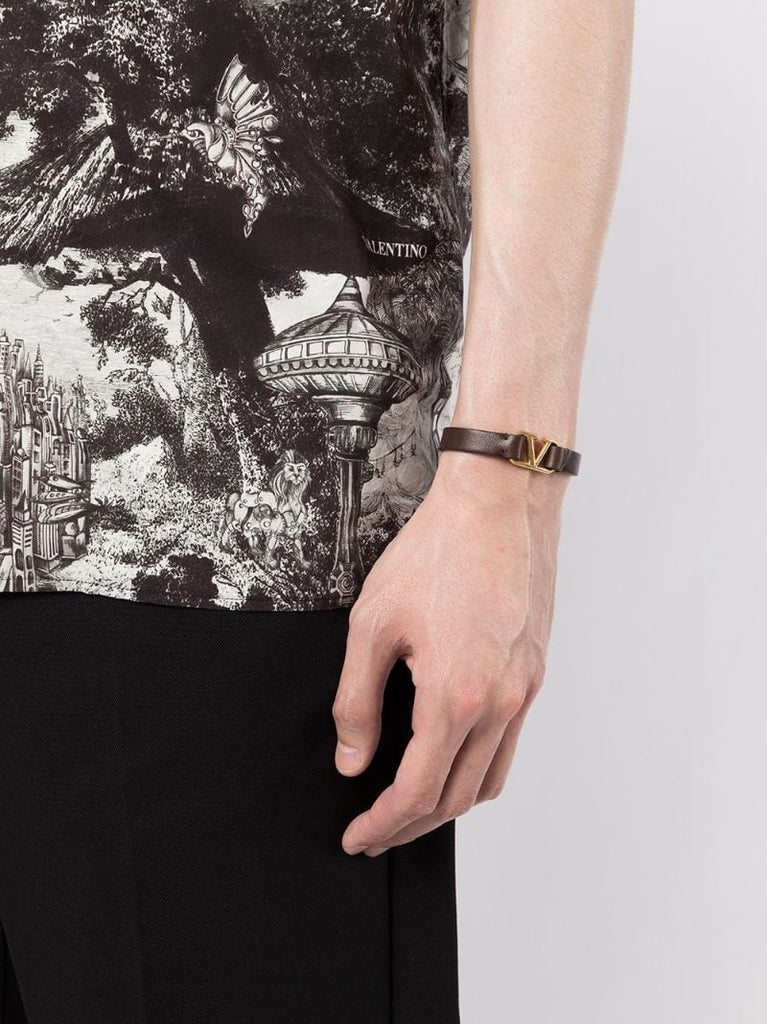 Brown Vlogo Leather Bracelet