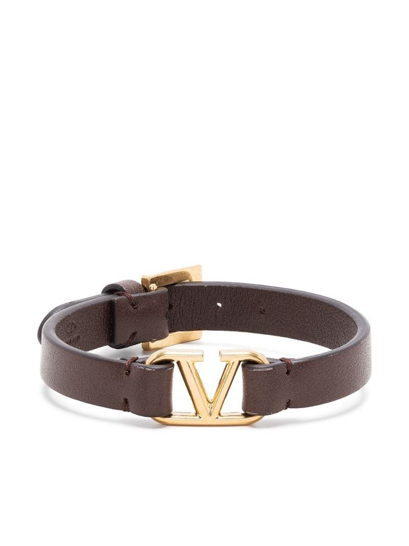 Brown Vlogo Leather Bracelet