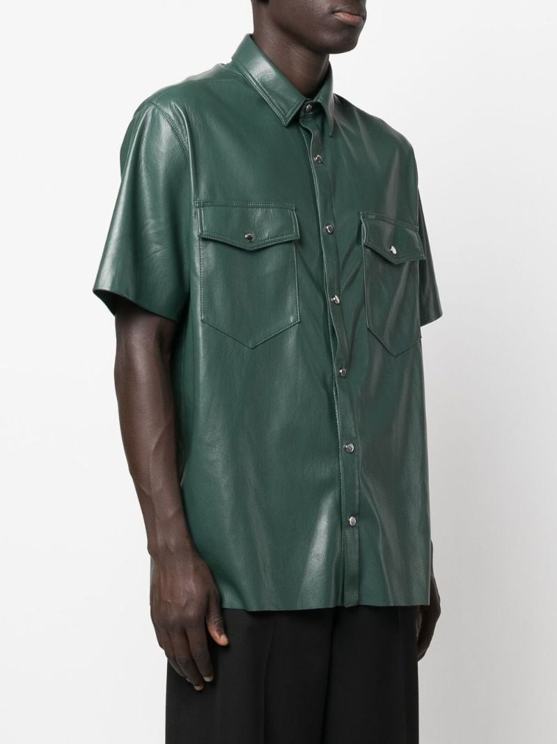 Green Faux-leather Shirt