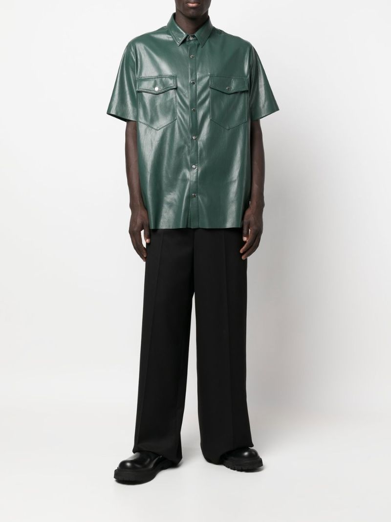 Green Faux-leather Shirt