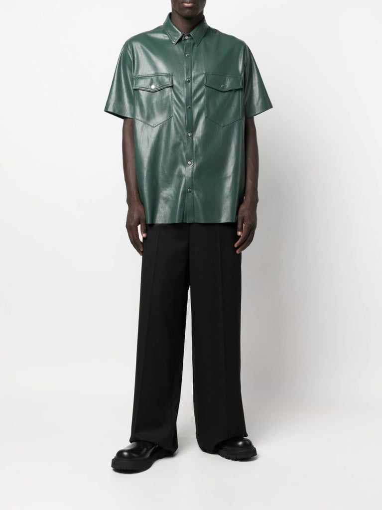 Green Faux-leather Shirt