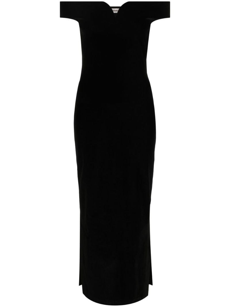 Black Off Shoulder Midi Dress