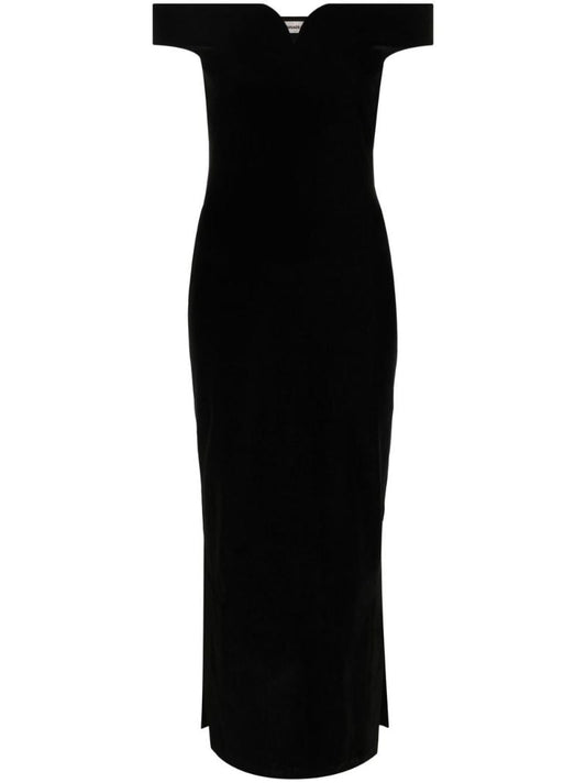 Black Off Shoulder Midi Dress