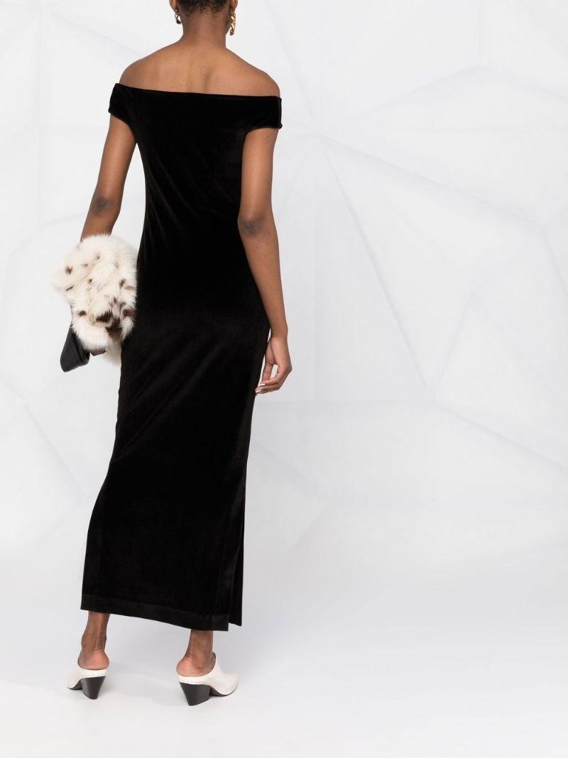 Black Off Shoulder Midi Dress