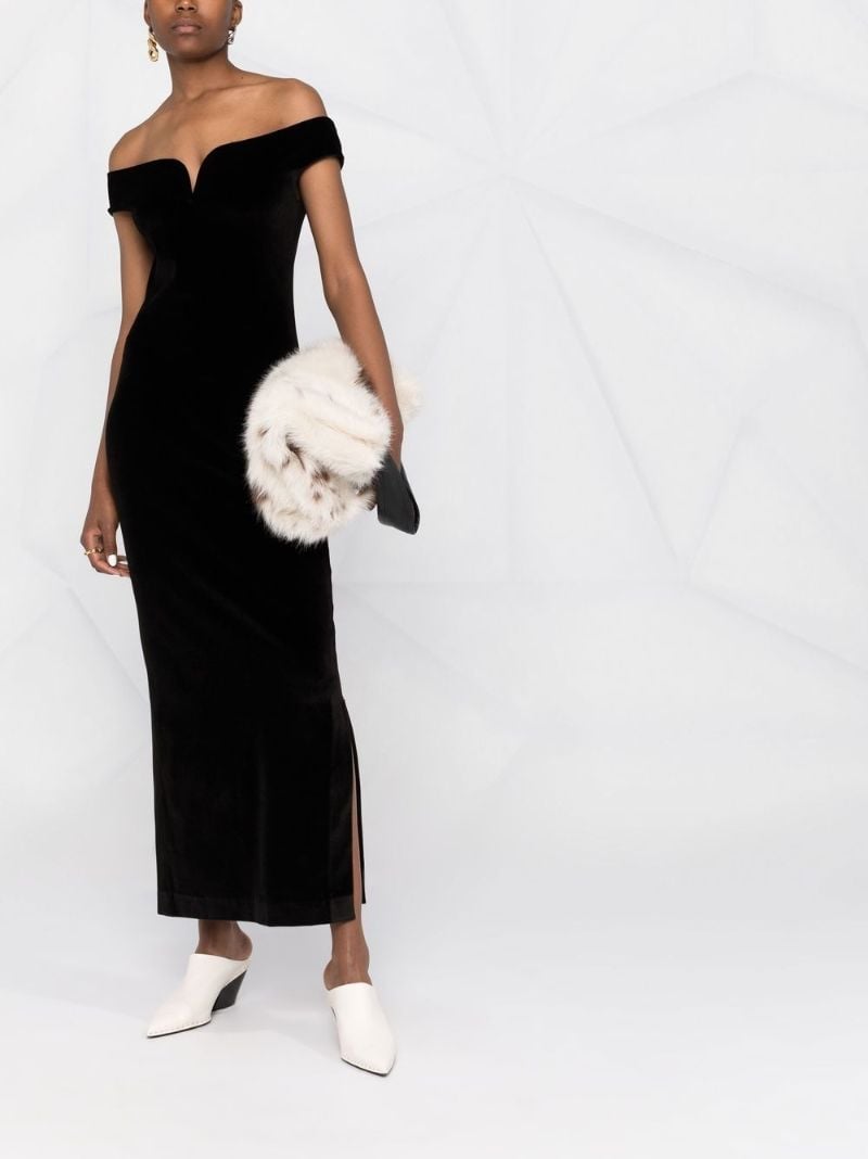 Black Off Shoulder Midi Dress