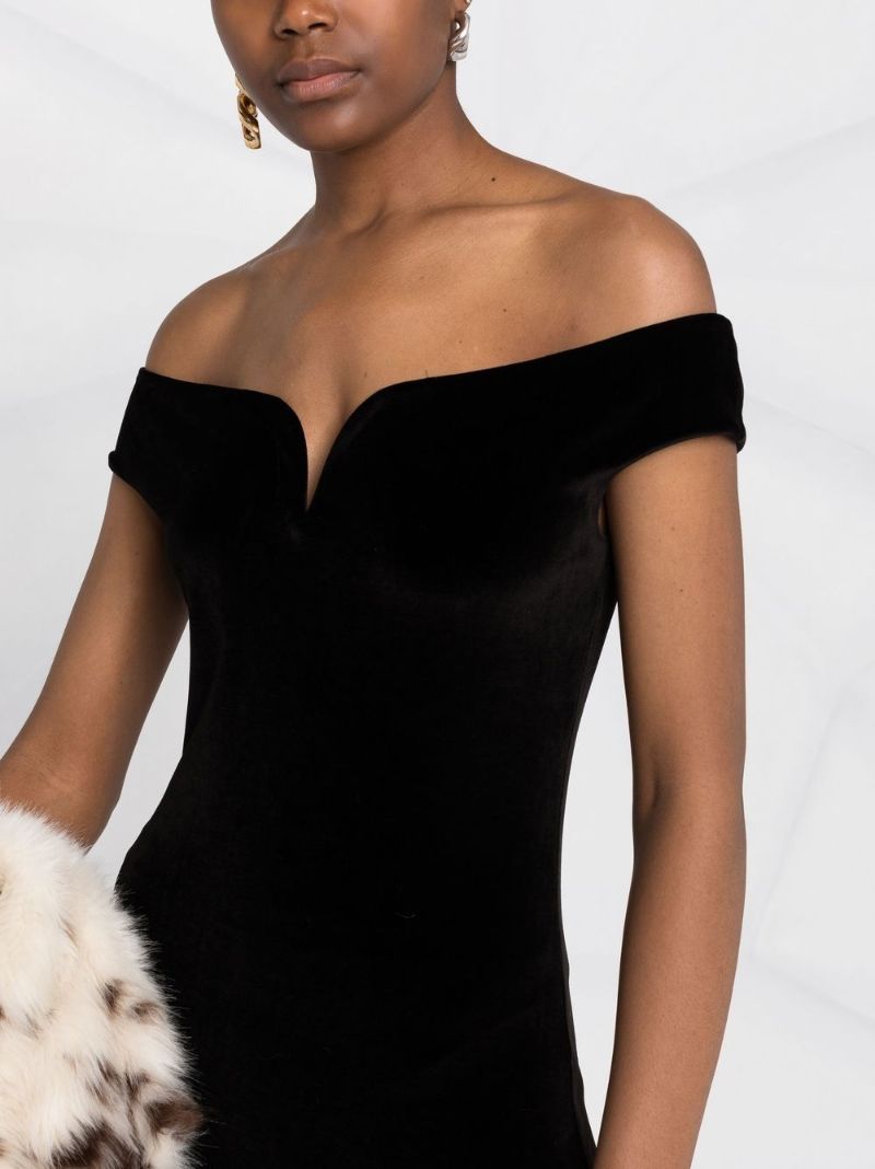 Black Off Shoulder Midi Dress