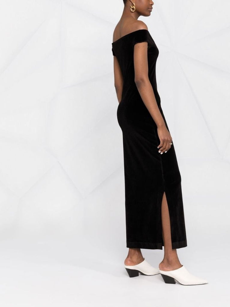 Black Off Shoulder Midi Dress