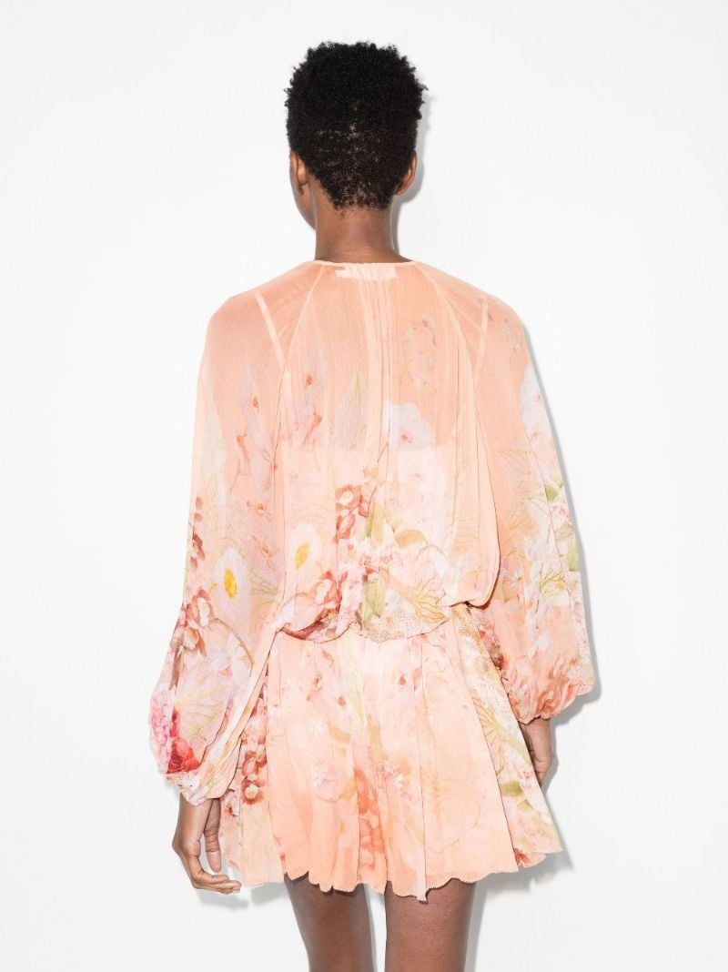Dancer Drawn Floral Ruffled Mini Dress
