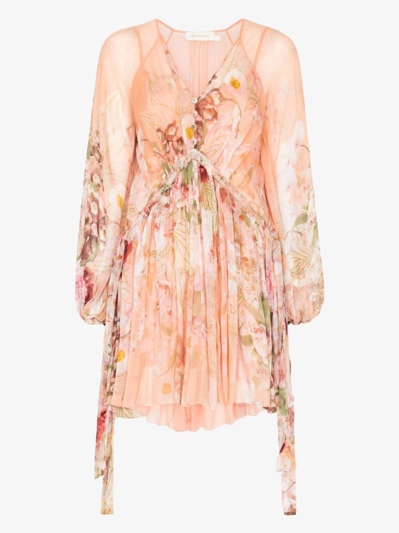 Dancer Drawn Floral Ruffled Mini Dress