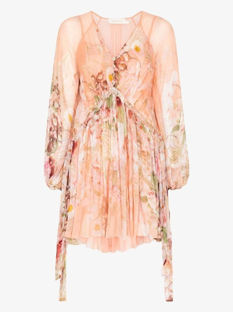 Dancer Drawn Floral Ruffled Mini Dress