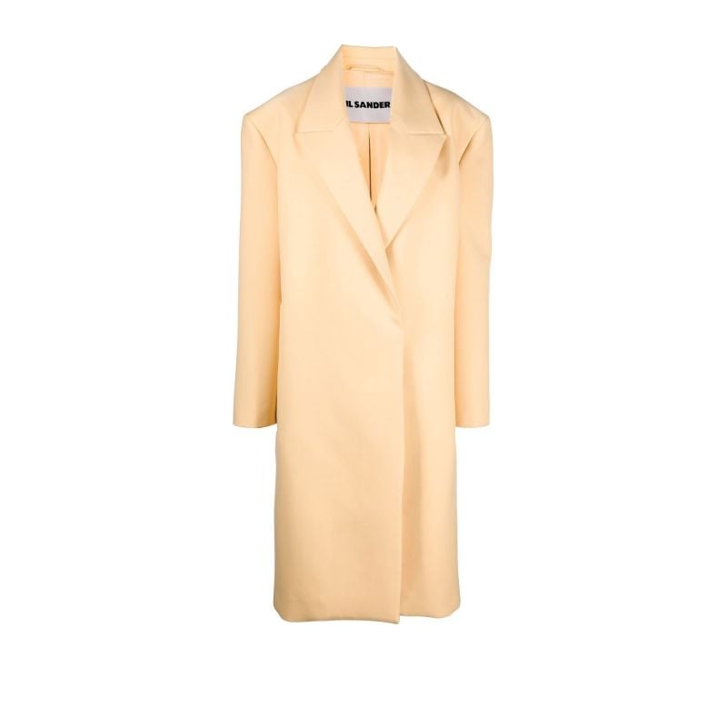 Yellow Wool Midi Trench Coat