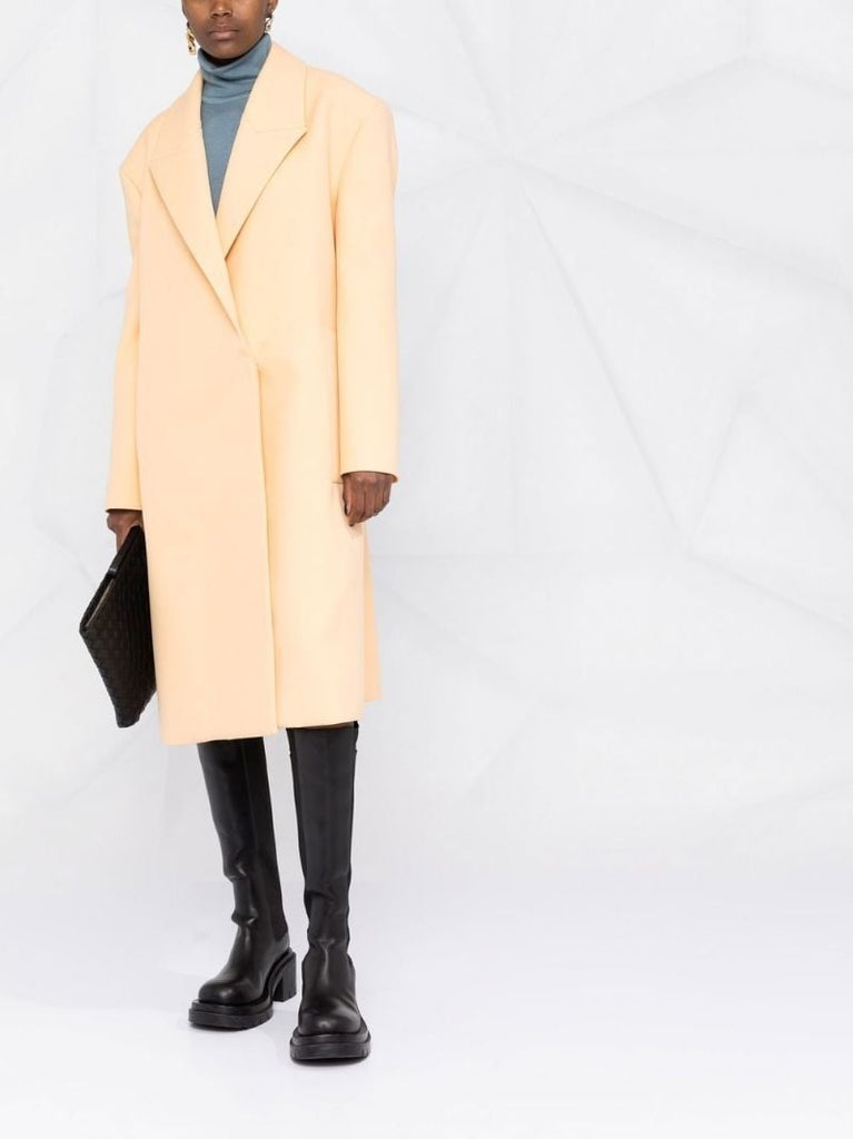 Yellow Wool Midi Trench Coat