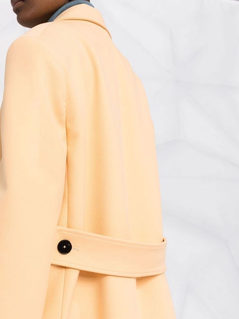 Yellow Wool Midi Trench Coat