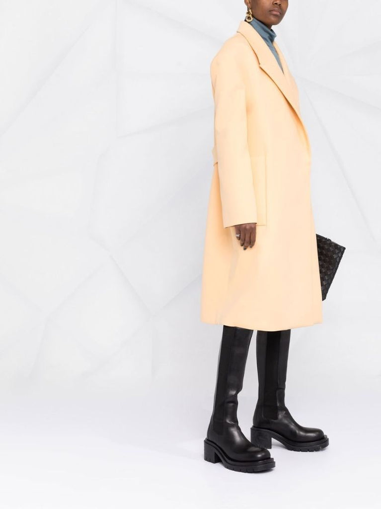 Yellow Wool Midi Trench Coat