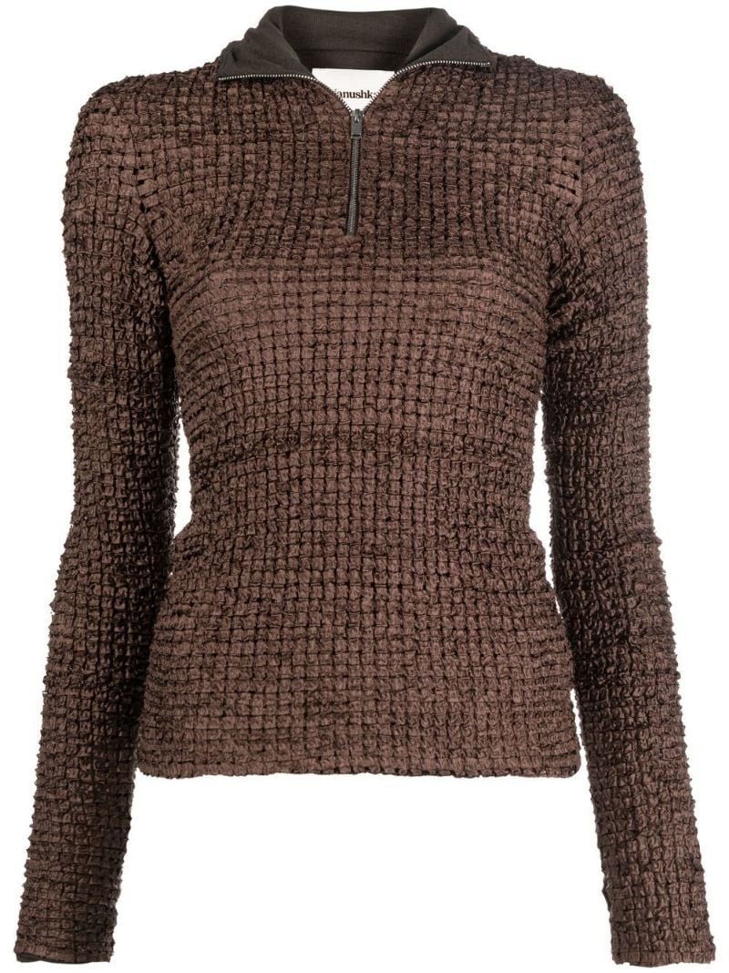 Brown Flora Textured Top